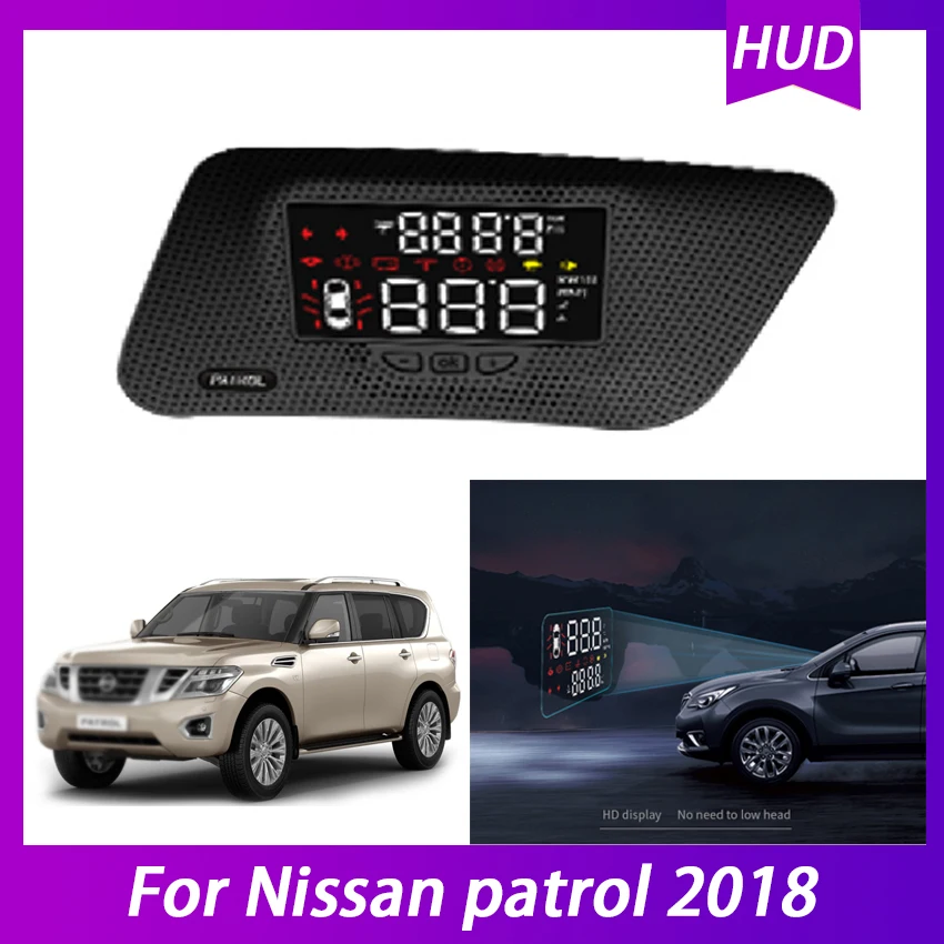 

Car Accessories Head Up Display HUD For Nissan patrol 2018 car Electronic Safe Driving Screen Projector Security Alarm Overspeed