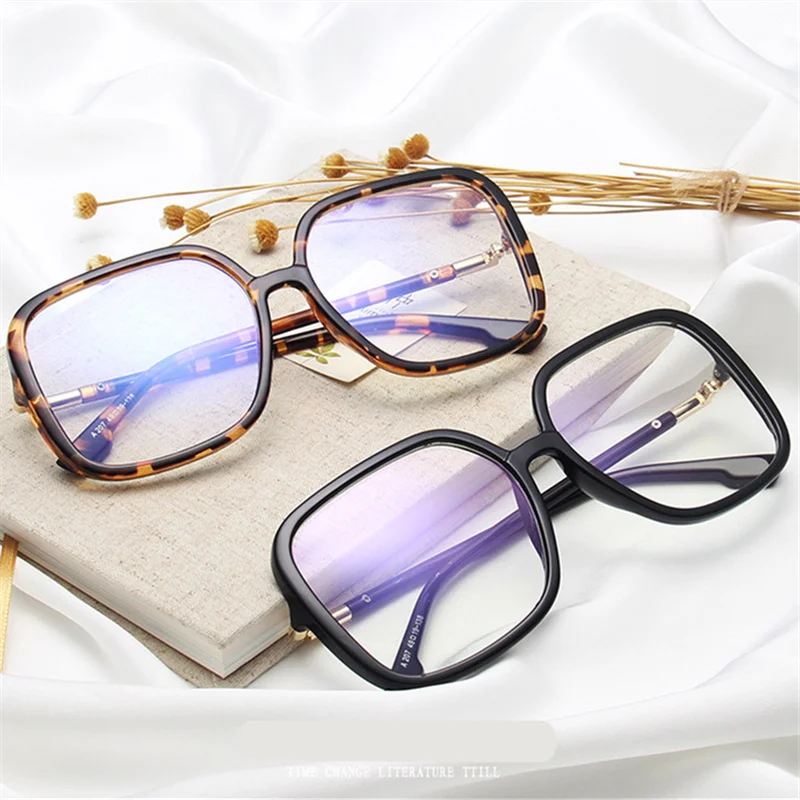 

Men Retro Eyeglasses Leopard Eyewear Unisex Spectacle Big Frames Optical Sun Glasses Frame Clear Transparent Square Glass