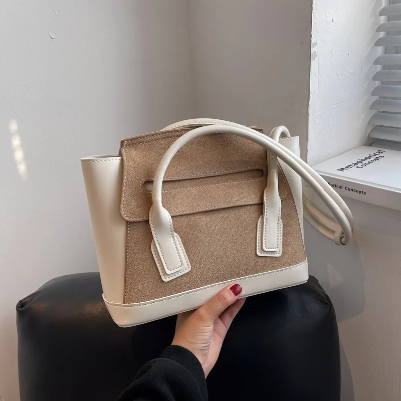 

Stitching Portable Large-capacity Handbags2021new Autumn and Winter Fashion Foreign Style Shoulder Bag Texture Commuter Tote Bag