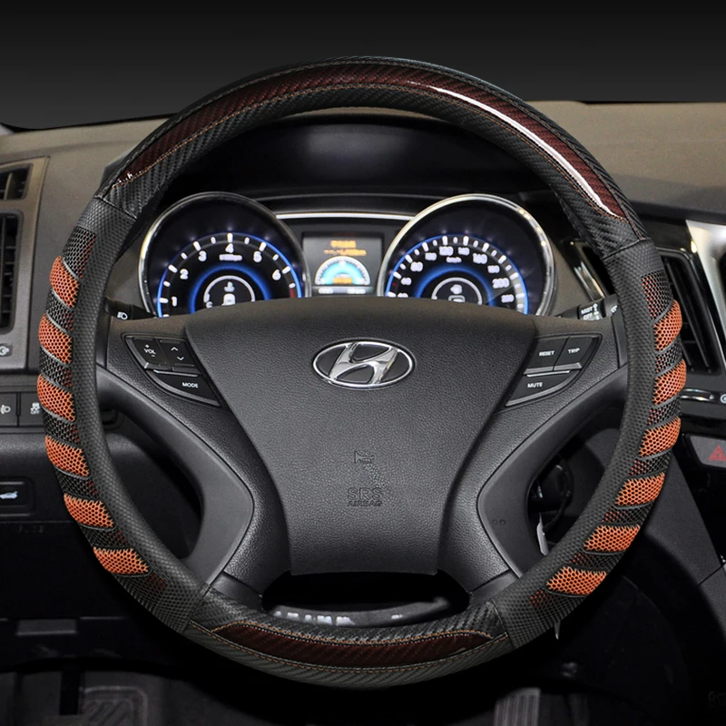 Чехол на руль из углеродного волокна для hyundai solaris veloster ix35 kona accent i40 santa fe ioniq getz