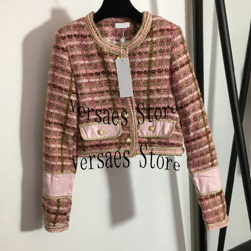 

Женский твидовый Кардиган с длинным рукавом, яркий однобортный Кардиган из смешанного шелка с круглым вырезом, роскошный дизайн 2021