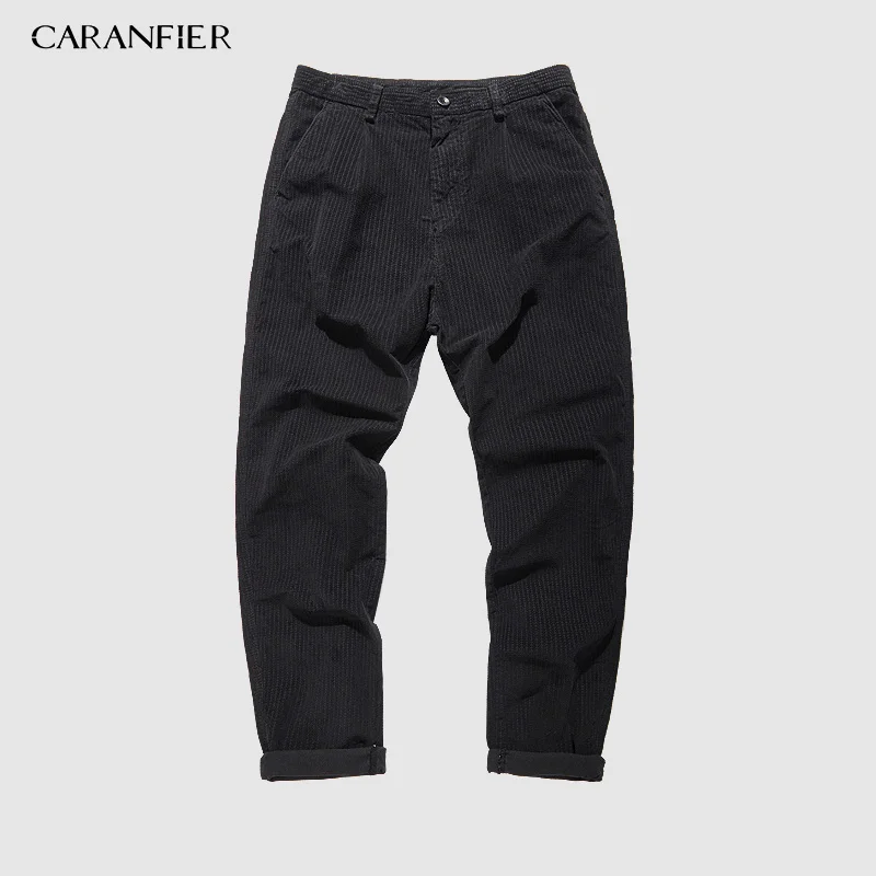 CARANFIER 2019 Brand Casual Pants Men Male Corduroy Fashion Trousers Plus Size Ankle-Length High Quality 34 36 | Мужская одежда