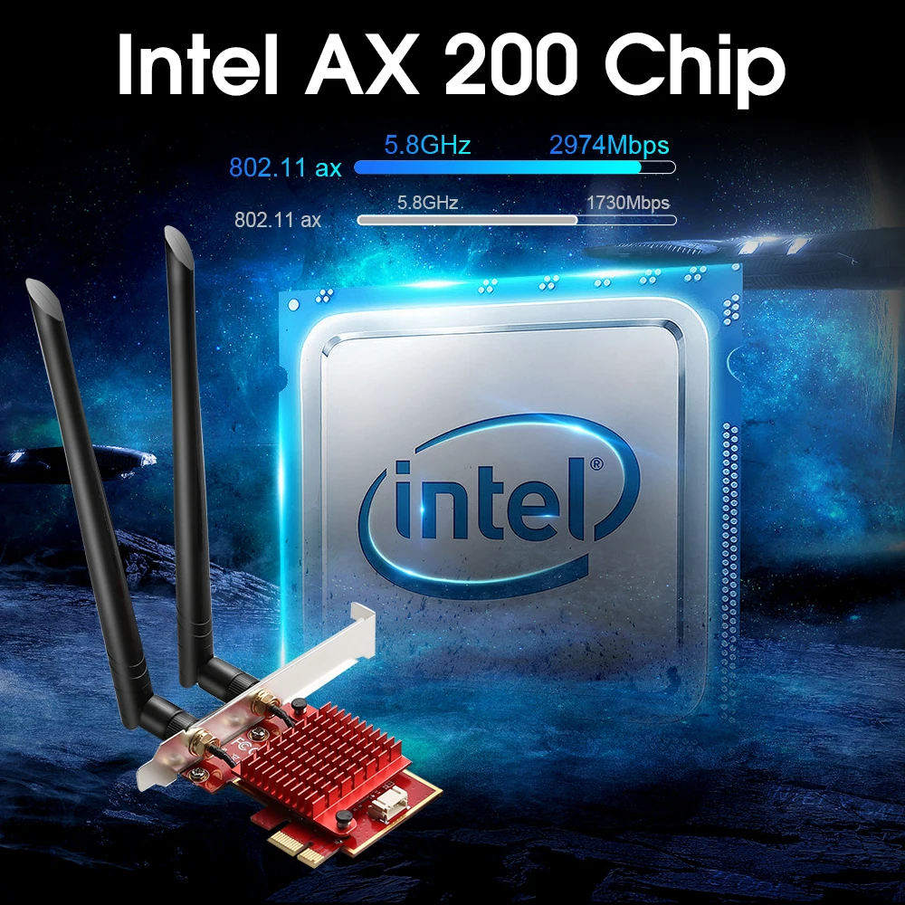 Адаптер wi-fi Intel ax200 адаптер 5 ГГц ax200ngw антенна 6 донгл Bluetooth сетевая карта Pci Express для