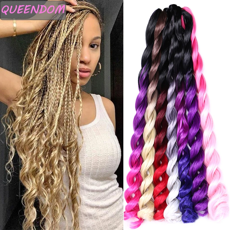 

24 " Long Wavy Sea Body Braiding Hair Extension Kanekalon Jumbo Crochet Braids Ombre Synthetic Curly Crochet Hair for Women Pink