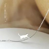Ювелирные изделия из серебра 925 пробы, в виде изогнутого кота, XL090, ключицы ожерелья цепи