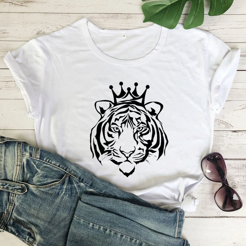 Футболка Tiger King женская с графическим принтом милая хипстерская рубашка из 100%