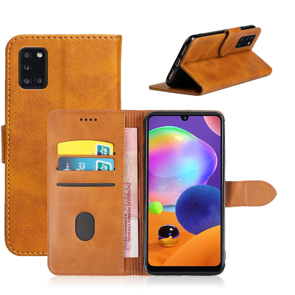 

ROEMI For Samsung Galaxy A31 Comfortable Hand Feeling Convenient Stand Function 6 Colors Flip PU Case
