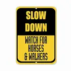 Предупреждающий знак 12x16, оловянные металлические знаки, часы для лошадей и ходунов, дорожный знак