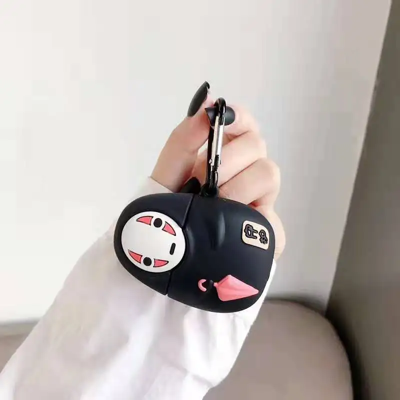 3D милый каваи аниме мультфильм Тоторо Безликий человек чехол для Airpods 1 2 без лица человек беспроводной наушники крышка с палец кольцо ремень