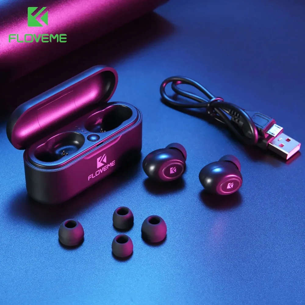 FLOVEME Mini TWS5.0 Bluetooth Беспроводные наушники спортивные наушники гарнитура 3D стерео звук наушники микро зарядная коробка