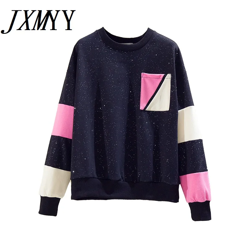 

JXMYY 2021 Fashion Autumn Loose Hedging Sequin Round Neck Sweater Top Long Sleeve Jacket Plus Size Women's Clothing