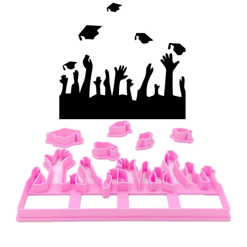 

Украшение для торта, 6-дюймовый праздничный Выпускной 3d-резак в форме шапки тренчера, кепка для помадки, пластиковый резак для торта, инструменты для выпечки помадки