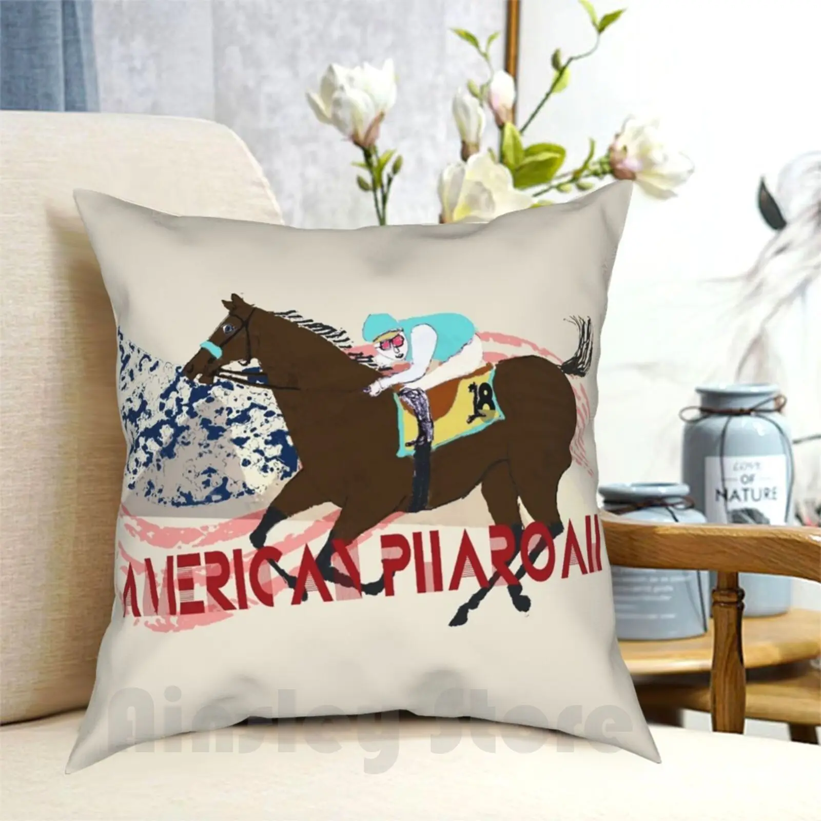 

Американская фарфоровая Дерби 2015 Подушка с рисунком для дома мягкая искусственная Обложка Американский Фараон Тройная Корона лошадь Породистая