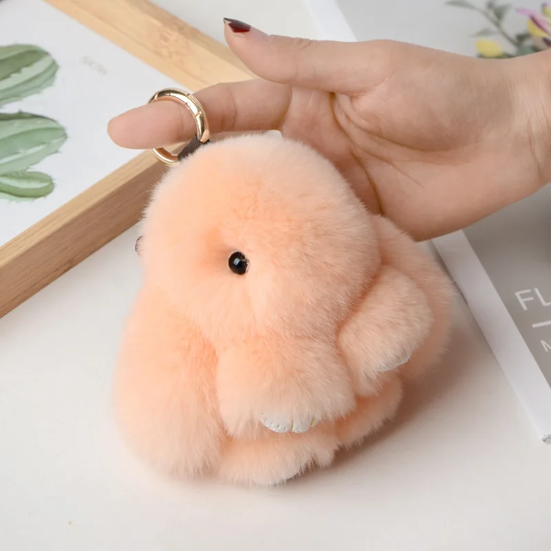 

Cute Girls Anime Rabbit Keychain Rabbit Fur Pompom Key Chain Women Bags Decorative Pendant Car Keys Accessories Baby Plush Toys