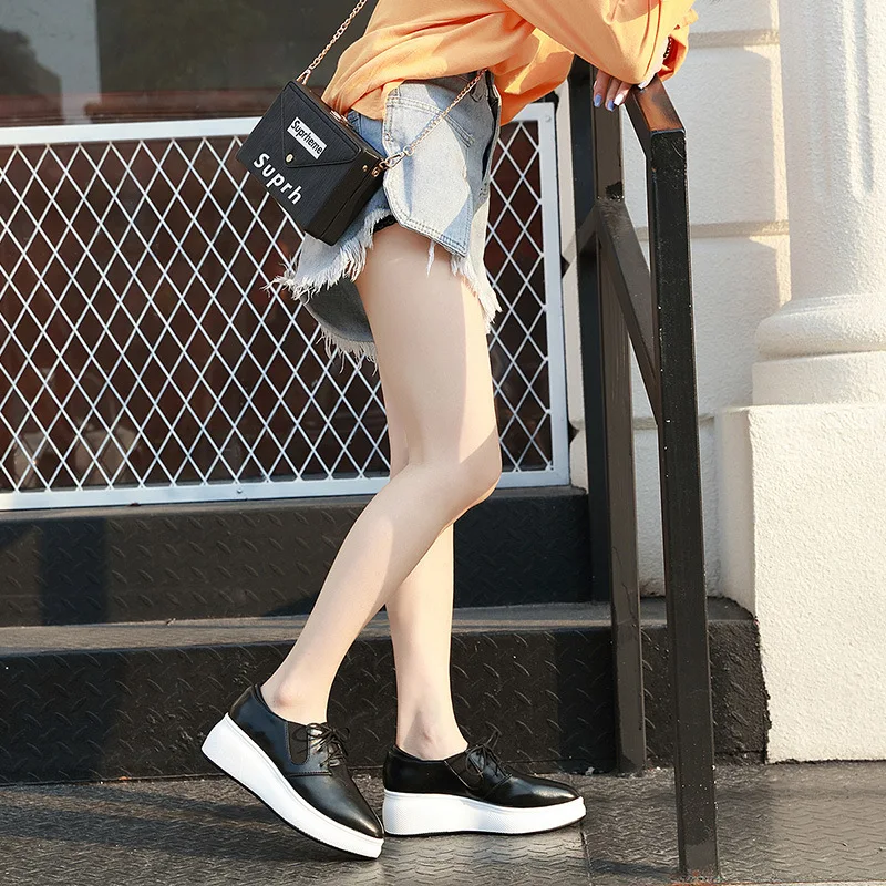 Новинка обувь из натуральной кожи женские кроссовки на плоской платформе