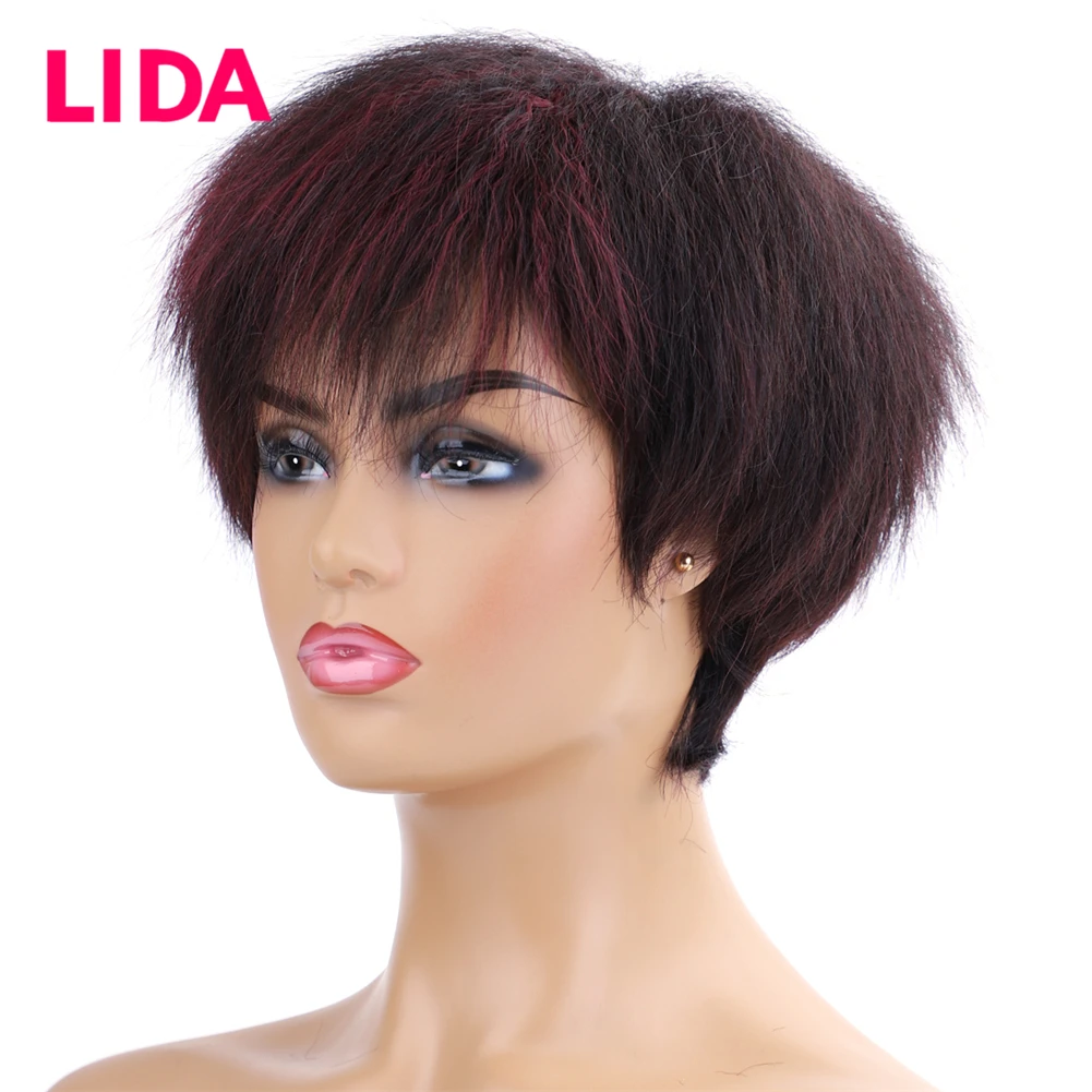 LIDA короткий парик 100% бразильские человеческие волосы супер смешанный цвет 150%
