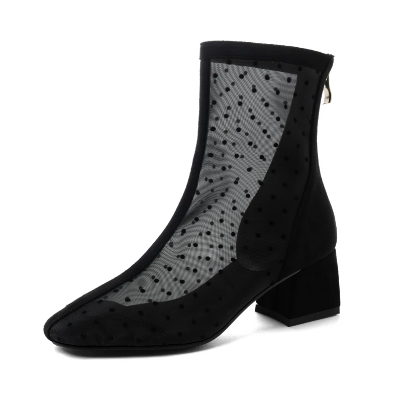 

2020 New Spring Summer Boots Women Shoes Chunky Heels Breathable mesh Lady Female zapatos de mujer 33-43