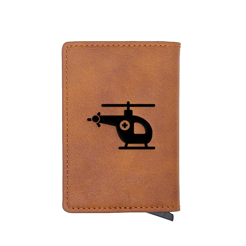 

Classic Rescue Helicopter Design Card Holder Wallets Men Women Rfid Leather Short Purse Slim Mini Wallet Money Bag