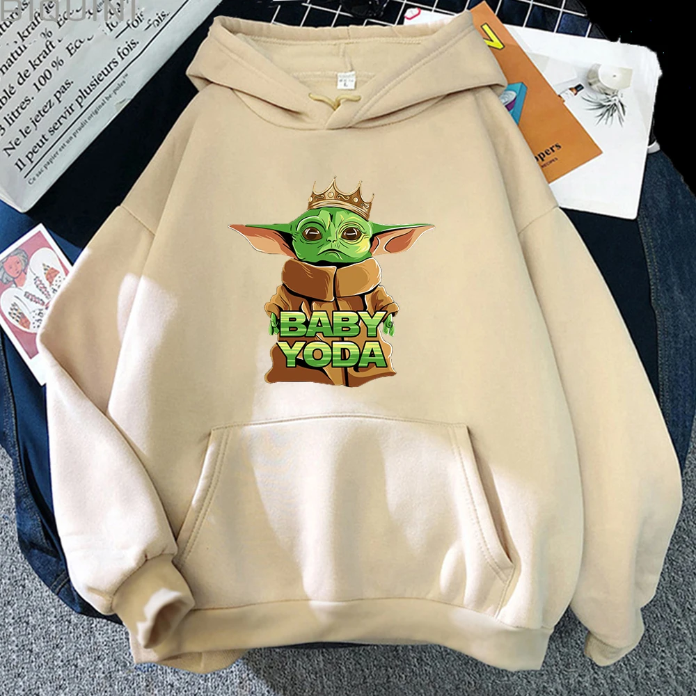 

Autumn Casual Fleece Hoodies Mens Baby Yoda Cartoon Funny Sweatshirt Star Wars Cute Print Hooded Male Loose Soft Warm Streetwear