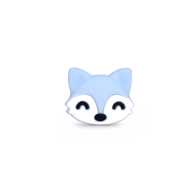 Pastel Blue Chenkai 10 шт. в форме лисы детский силиконовый Прорезыватель для зубов из бусин Детские Мультяшные Прорезыватели для зубов для ухода за ребенком Прорезыватель для зубов ожерелье соска зажимы - Цвет: Pastel Blue