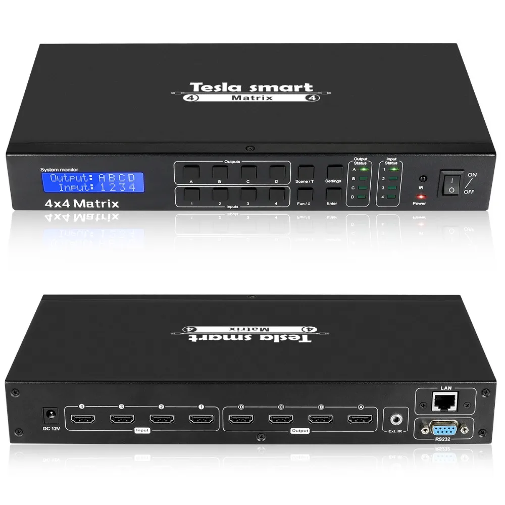 DHL 4K 4x4 HDMI матрица 4 в 4 Выход Ultra HD 4K с LAN RS232 до to4K* 2K(3840*2160)@ 30HZ HDCP 3D HDMI 1,4 совместимый
