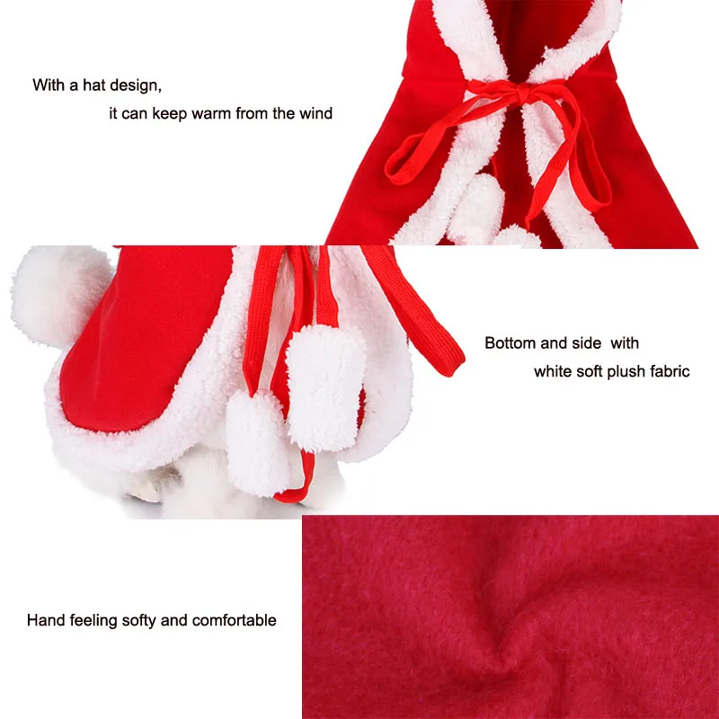 Pet Christmas Cat Costume Cloak Cape with Hat Santa Claus for Cats and Dogs Clothes Accessories FB07 | Дом и сад