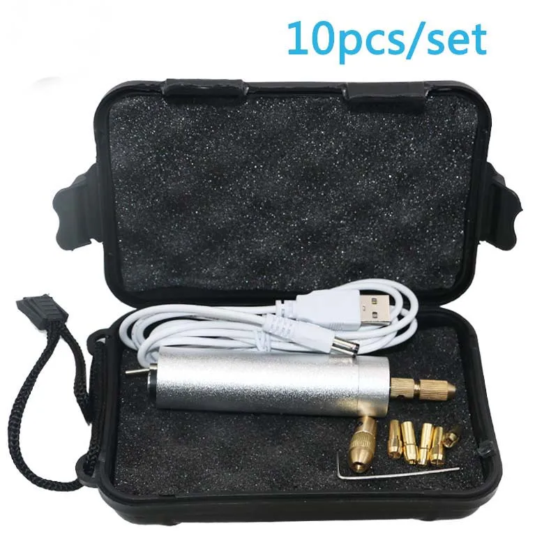 10pcs 1set DIY ESB миниатюрный инструмент Портативный 4 в Мини электрическая Гравировка Резьба Зубило ручка набор+ 6 шт. аксессуары - Цвет: 10pcs 1set