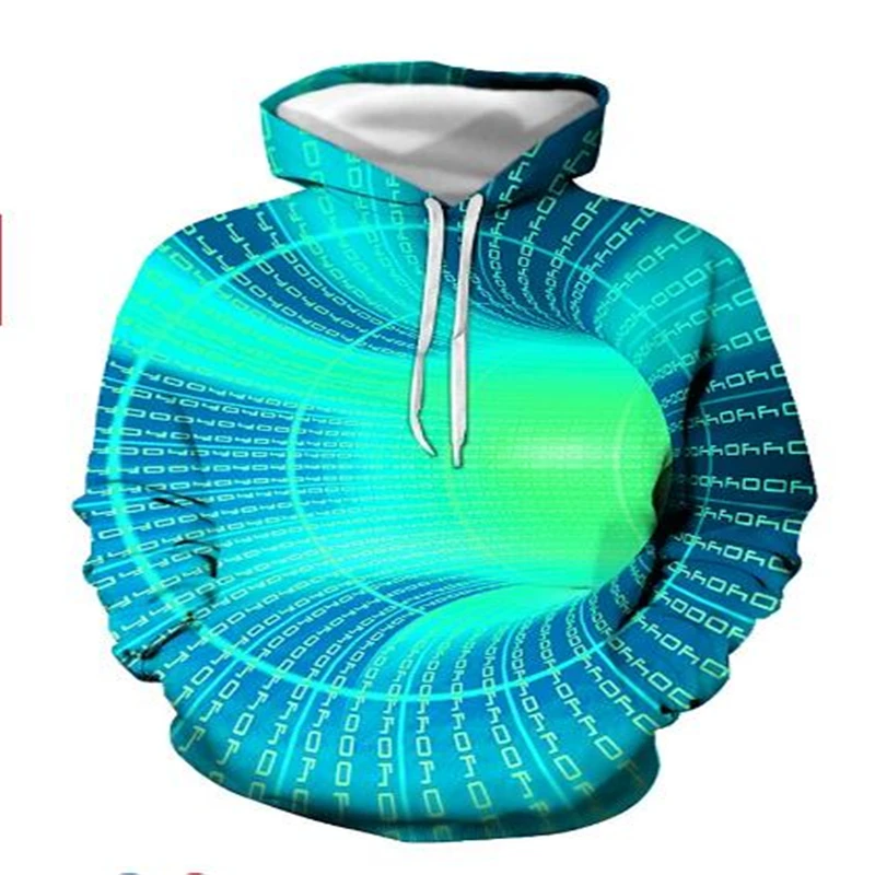 

Men's Top Long Sleeve Hoodie New 3D Tunnel Psychedelic Vertigo Yellow Casual Fashion Round Neck Streetwear Men's Casual Hoodie