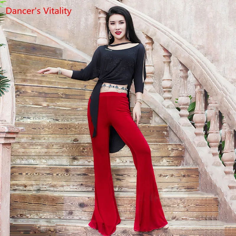 Новый стиль танец живота сексуальный топ с рукавами + юбка 2 шт. костюм для женщин