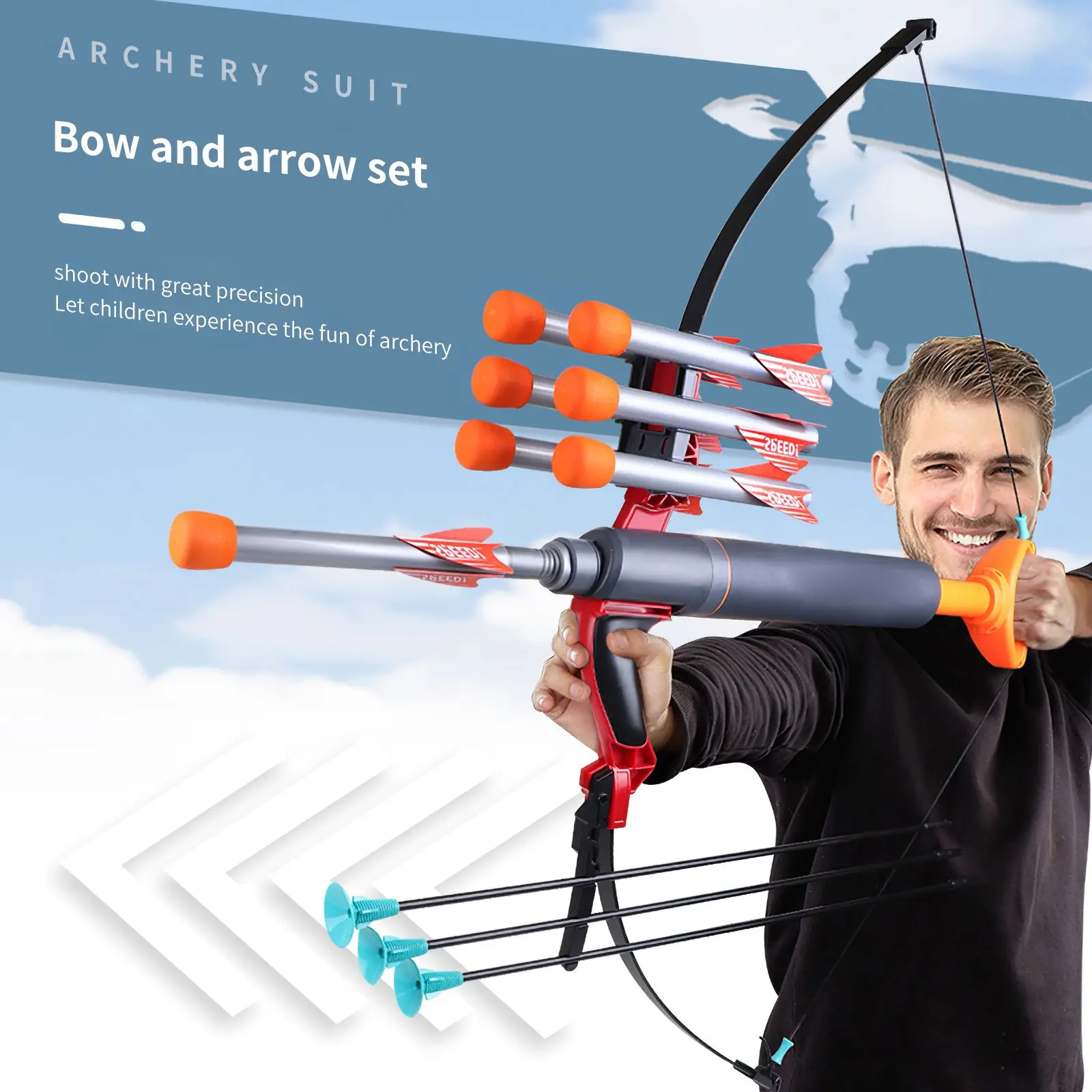 

Kid Outdoor Sports Shoot Game Arrows Bow Arrow Archery Toy Set Child Shooting Sword Bow Arrow Slingshot Archery Sets With Sucker