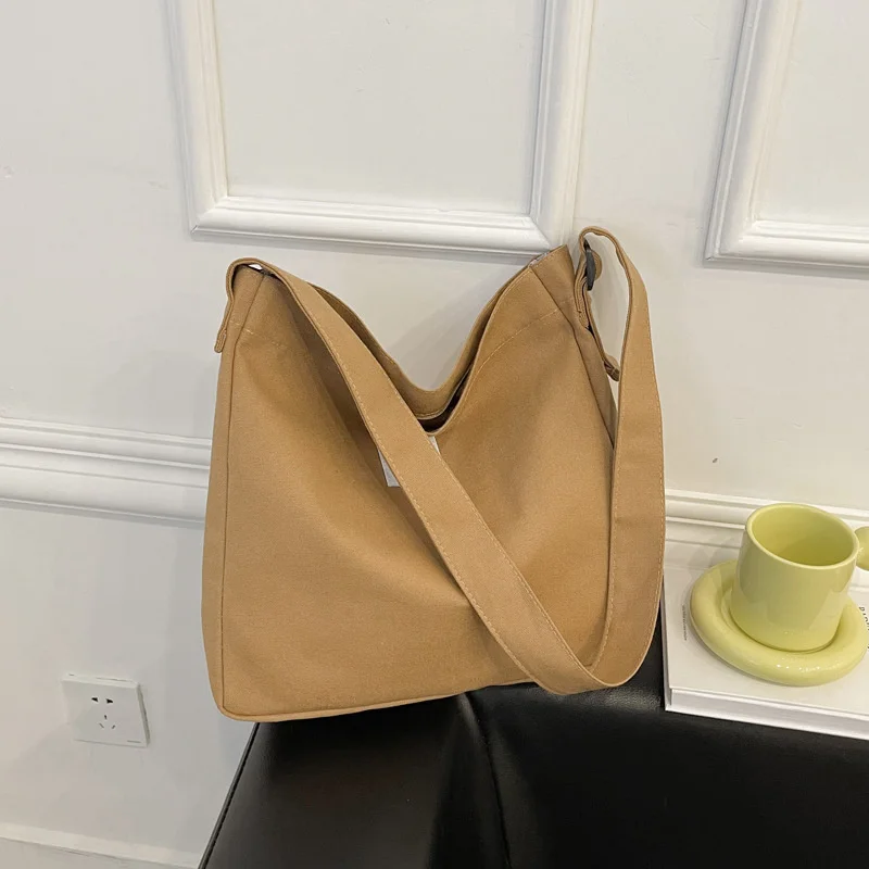 

Autumn and Winter Solid Color Canvas Commuter Bag New Japan and South Korea Leisure Solid Color Handbag Simple Women's One