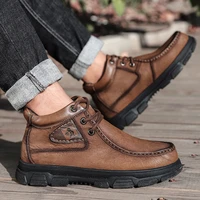 natural leather lace up boots men quality vintage comfy ankle snow boots outdoor autumn winter shoes men zapatos hombre