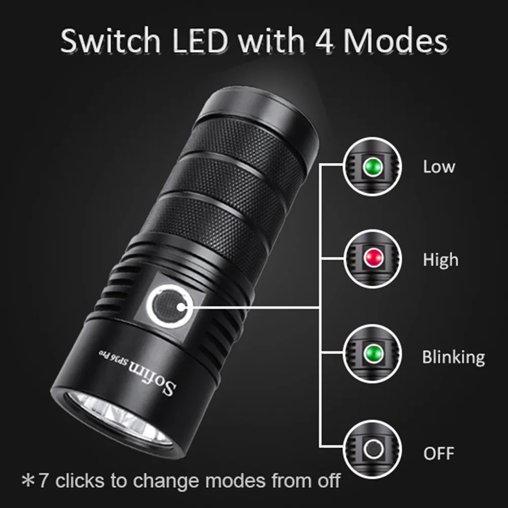Satin Al Sofirn SP36 Pro 8000lm Güçlü LED El Feneri 4 * SST40 USB C şarj Edilebilir 18650 Meşale Anduril