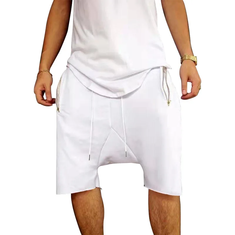 

2021 Foreign Trade New Summer Men's Suspending Crotch Shorts Solid Color Trend Drawstring Five-Point Basketball Beach Pants
