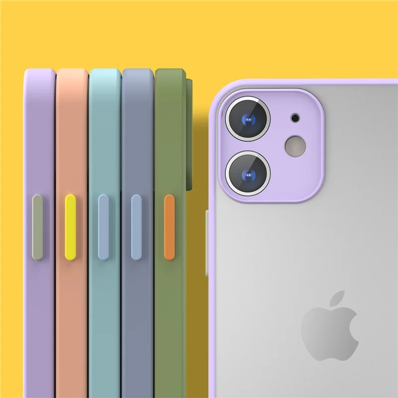 Shockproof Armor Matte Phone Case For iPhone 13 12 Mini 11 Pro Xs Max XR X 7 8 Plus SE Luxury Silicone Bumper Clear Cover Fundas