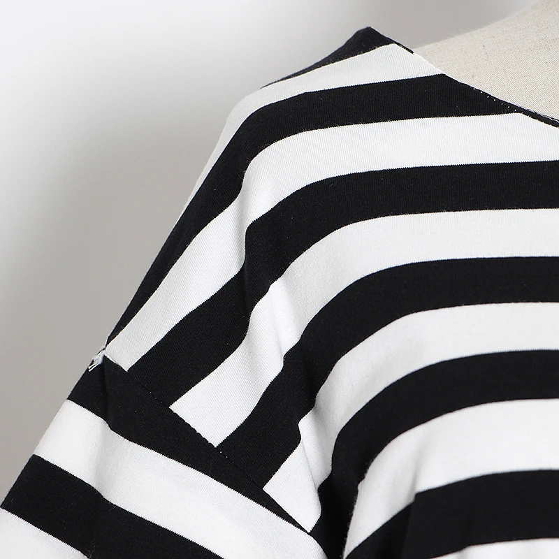 Женская футболка в полоску с круглым вырезом и рукавом 2020 | одежда