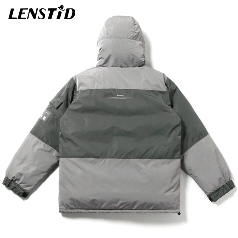 LENSTID мужская куртка в стиле Харадзюку с цветными блоками Теплая стеганая