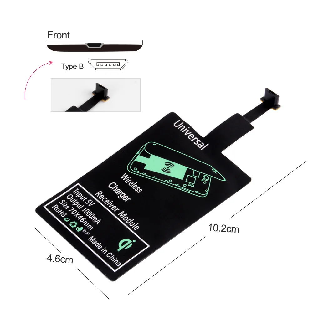 

FOR iPhone 5 5S SE 6 6S 6Plus 7 Plus Android Type-C Adapter Qi Wireless Charging Induction Patch Charge Coil Receiver Charger