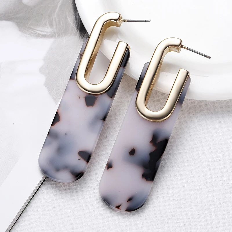 Модные Леопардовый цвет акриловый геометрической формы серьги-подвески Женские