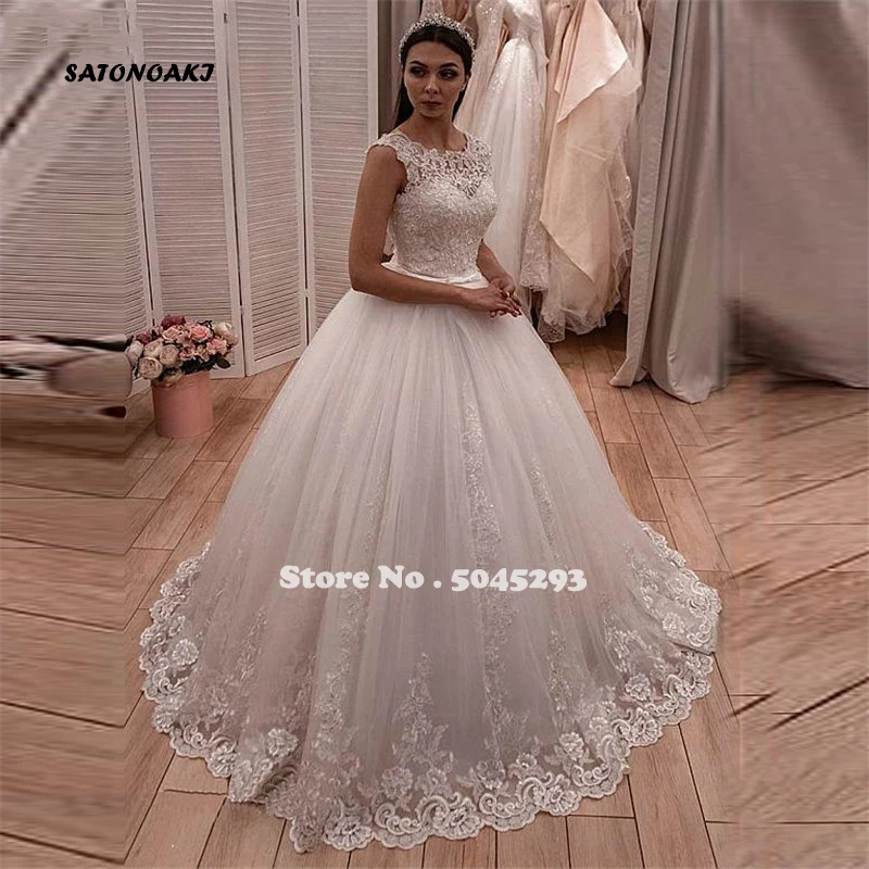 

Gorgeous Lace Applique Ball Gown Wedding Dress 2020 Sleeveless Scoop Neck Princess Robe De Mariee Online Shop Vestidos Undefined