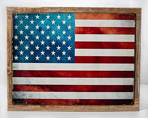 

Homebody Accents WoodFramed United States Flag Metal Sign, Patriotism, USA, Vintage Sign, Rustic Decor