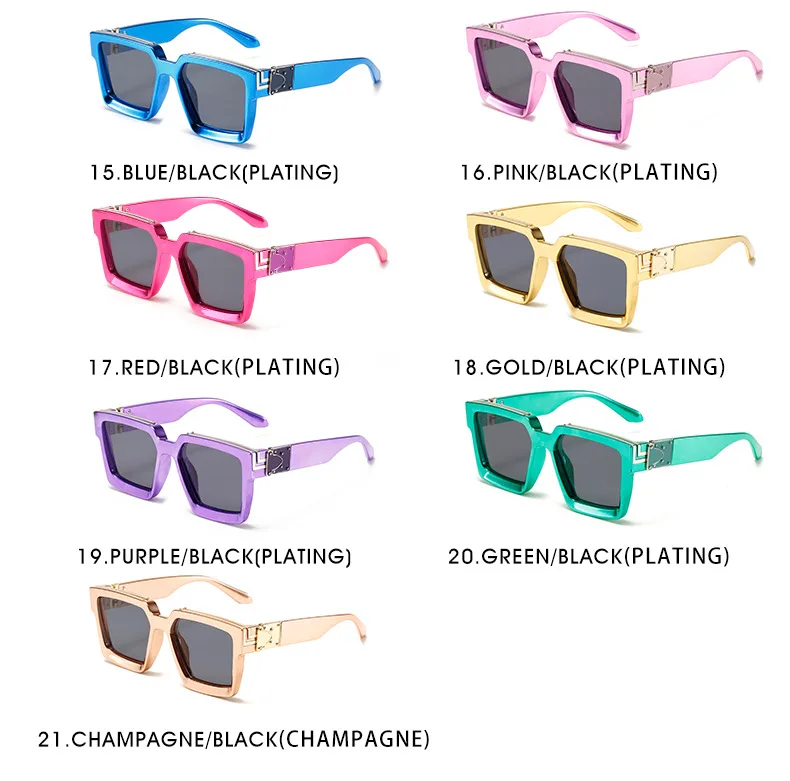 

Fashion Luxury Square Brand Designer Sunglasses For Men Plating Candy Color Frames Sun Glasses Square Stylish Shades Sunglasses