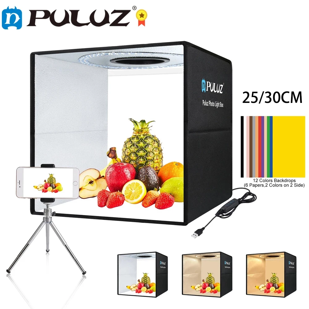 Мини Лайтбокс для фотостудии Puluz портативное кольцо светодиодное освещение