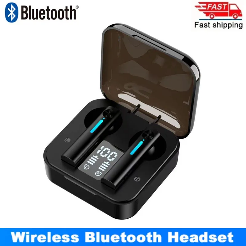 

V11 Smart Digital Display Bluetooth-compatible Headset Wireless Mini HIFI Headset Stereo In-Ear Noise Reduction Sports Earphone