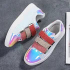 Женские кроссовки на массивной подошве, радужные кроссовки из вулканизированной кожи, на липучке, с градиентным переходом цвета, обувь для скейтборда, лето 2021