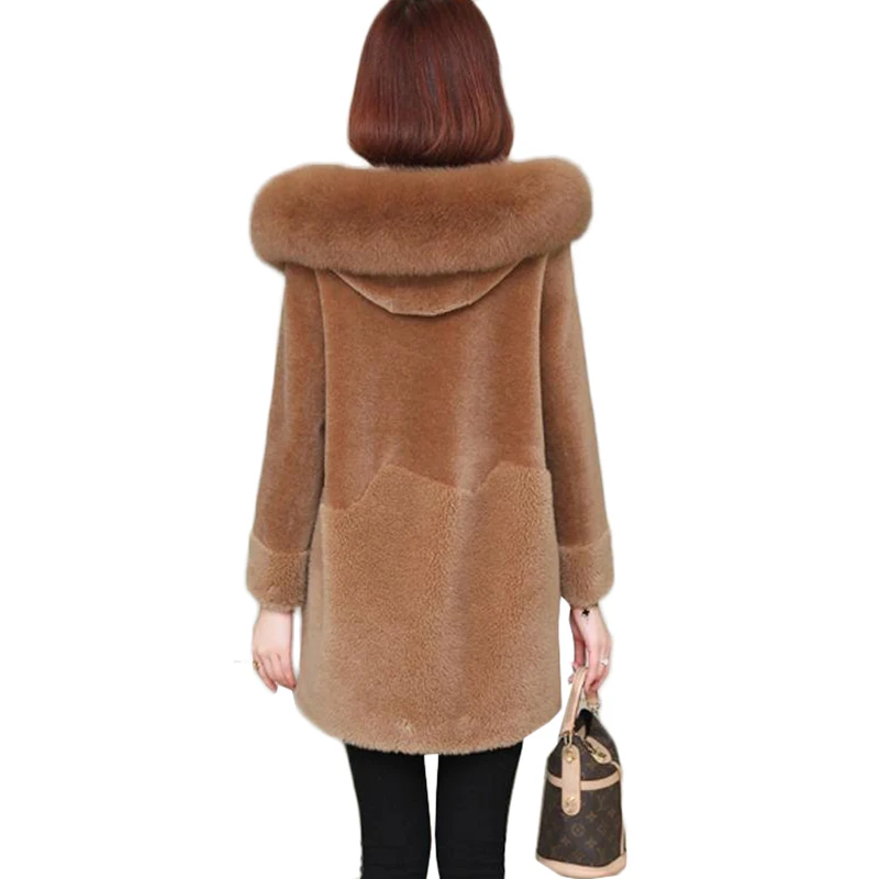 Новинка женское длинное шерстяное дубленое пальто осенне-зимняя утепленная