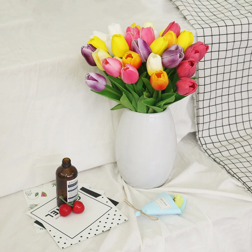 10 шт. искусственные латексные тюльпаны|Искусственные и сухие цветы| |