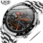 Смарт-часы LIGE мужские водонепроницаемые со стальным ремешком и Bluetooth