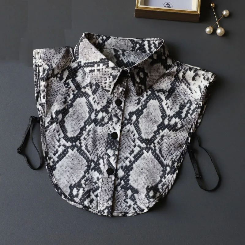 Леопардовый съемный воротник рубашки для женщин клетчатый ложный женская блузка