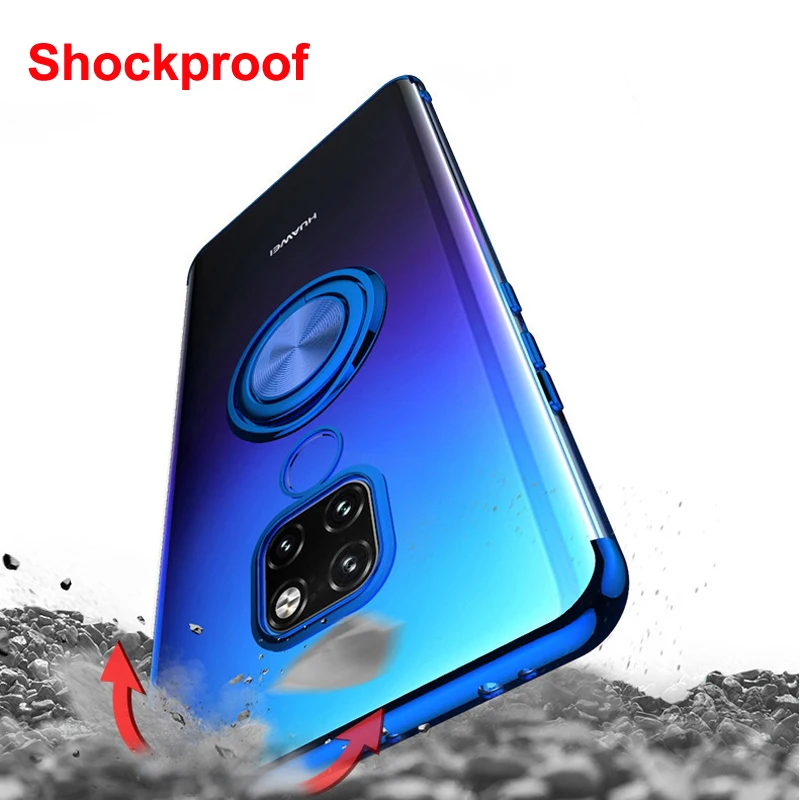 Чехол для Huawei Mate 30 Pro P30 20 прозрачный мягкий противоударный чехол с кольцом на